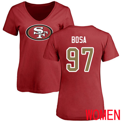 San Francisco 49ers Red Women Nick Bosa Name and Number Logo #97 NFL T Shirt